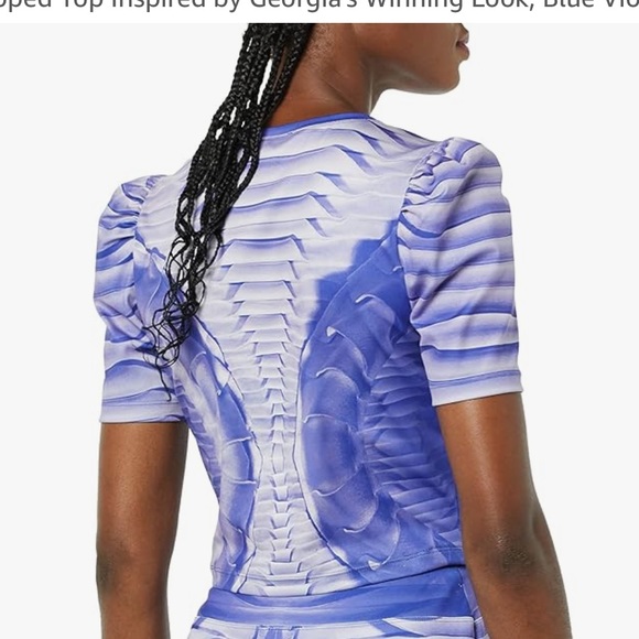 🔵 55) Making the Cut Season 3 Puff Sleeve Printed Knit Cropped Too NWT sz XXL - Picture 3 of 9